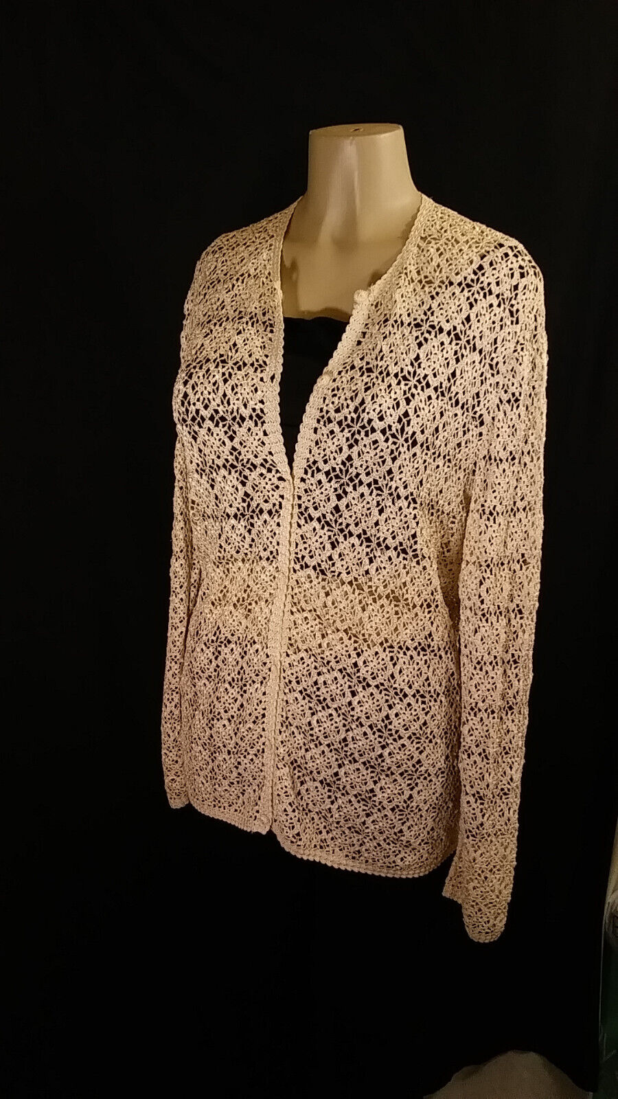 Daffodil Hand Crocheted Cardigan Long Sleeve Button Up Front Gently Used Size L