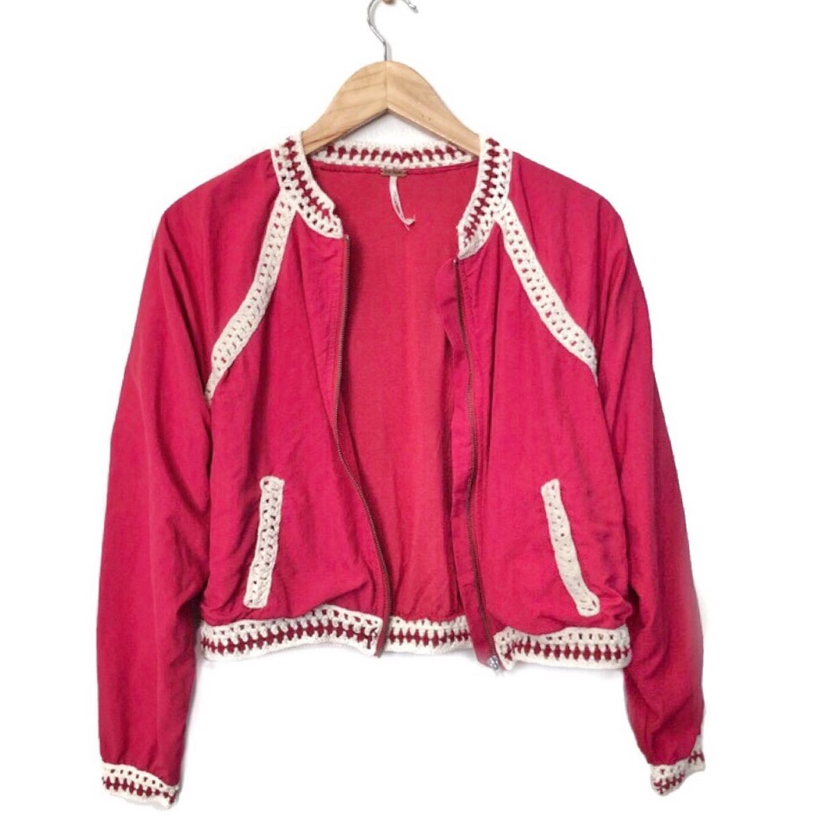 Free people crochet Bomber Jacket
