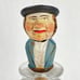 VTG ANRI Carved Wooden Mechanical Moving Bottle Stopper Man Sticking Out Tongue