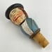 VTG ANRI Carved Wooden Mechanical Moving Bottle Stopper Man Sticking Out Tongue