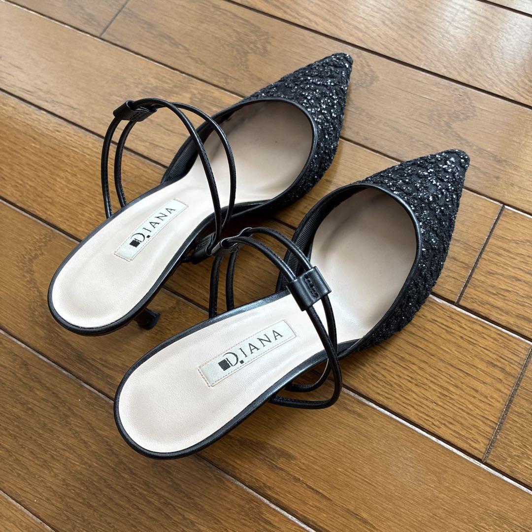 DIANA Black Pointed Toe Mule 23.5cm