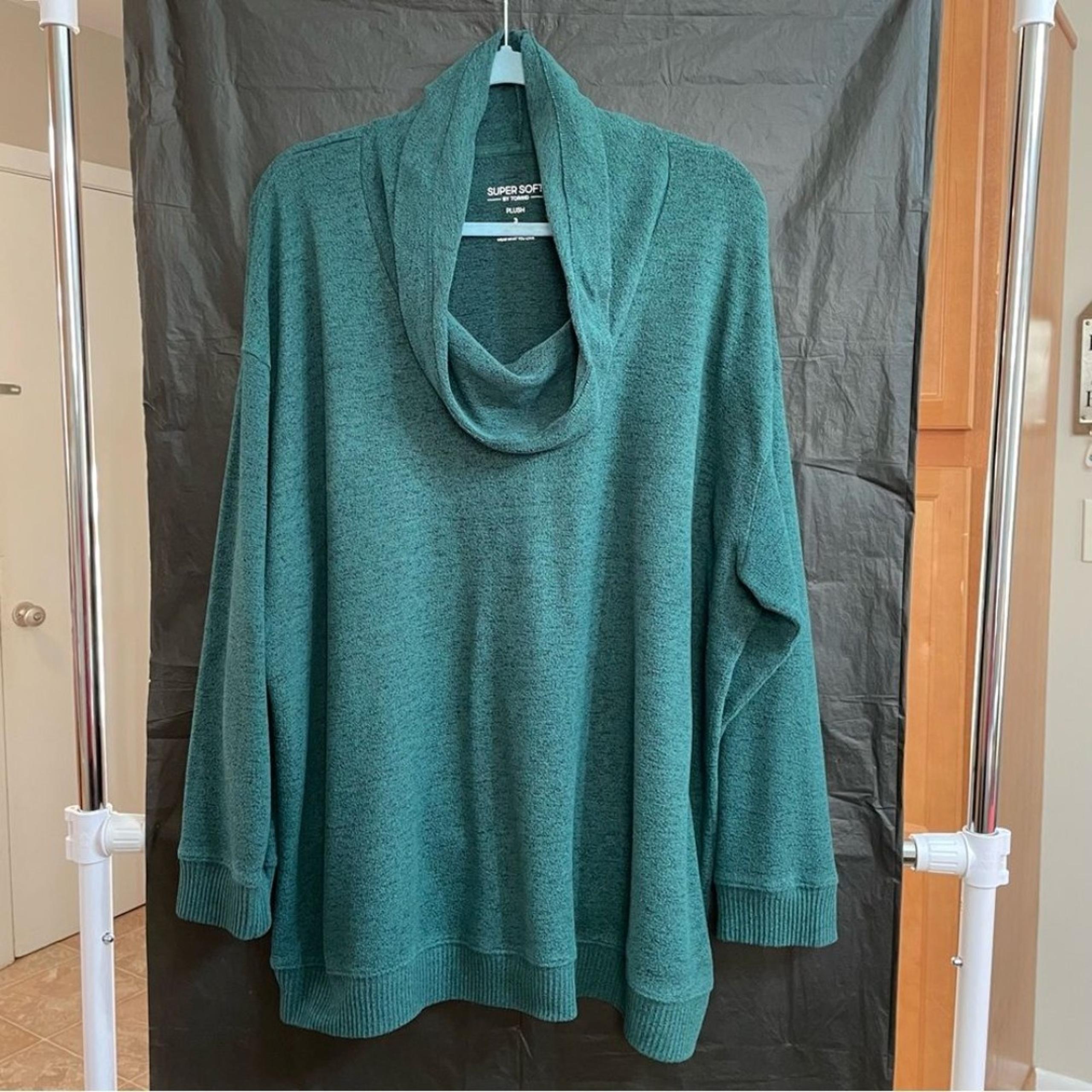 Torrid Super Soft 3 Green Cowl Neck Sweater Soft Knit Relaxed Fit Cozy