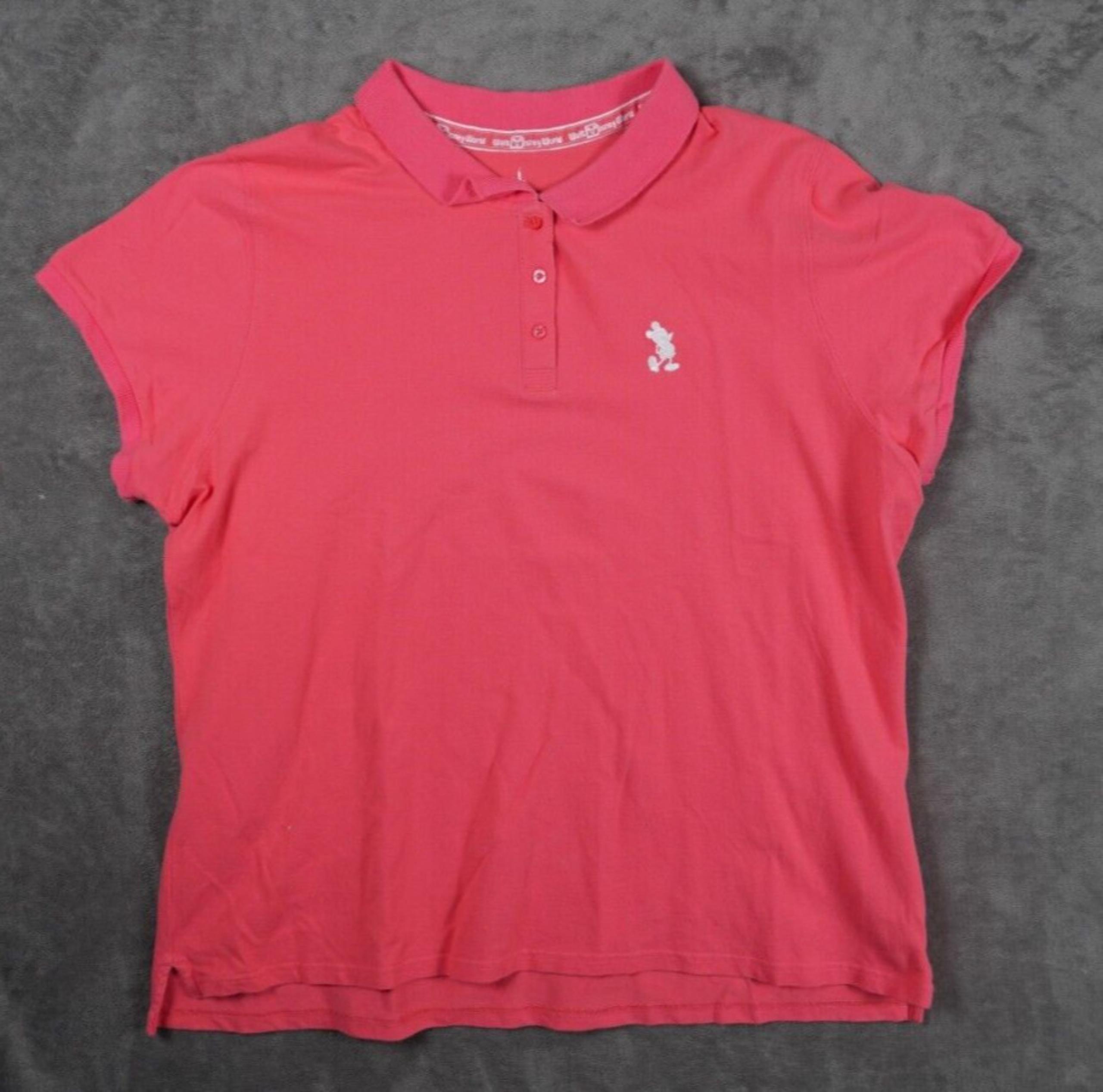Disney Parks Polo Shirt Short Sleeve Pink w/ White Mickey Mouse Womens Size XXL