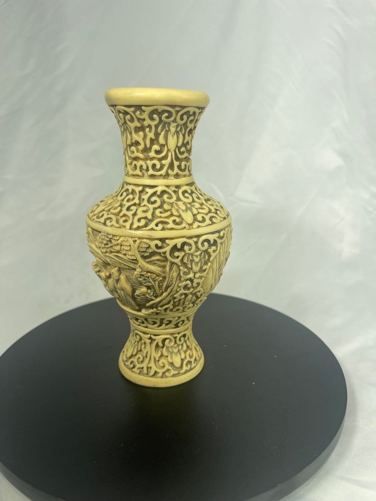 Antique Norleans faux Ivory hand carved vase