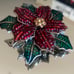 Vintage LC POINSETTIA FLOWER BROOCH Pin Red Enamel Liz Claiborne Holiday Bling