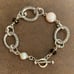 Michael Dawkins 925 Sterling Silver Oval Pearl & Smoky Quartz Toggle Bracelet