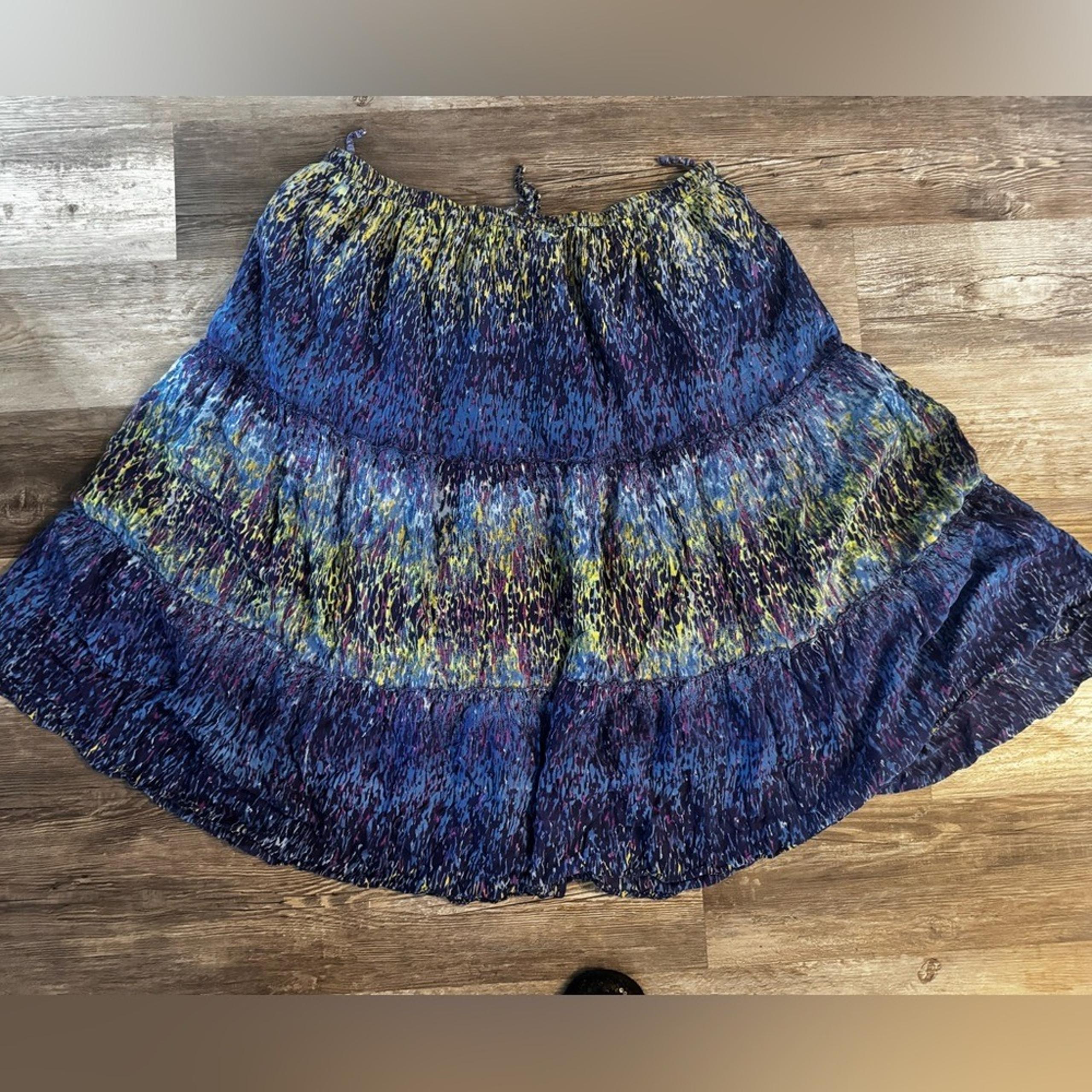 Jane Ashley Blue Smocked Bubble Midi Skirt