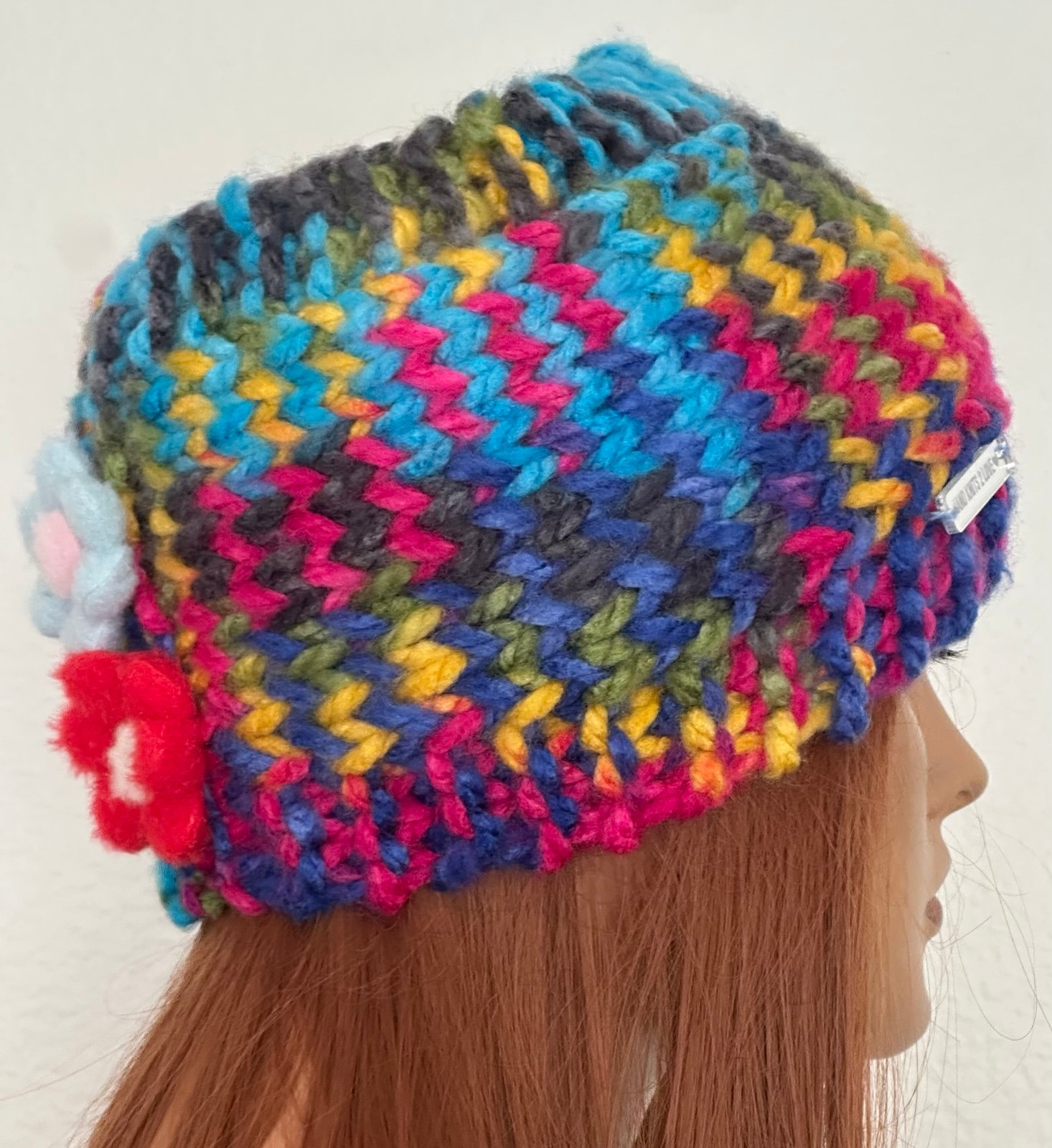 Hand Knits 2 Love Headwrap Headband Earwarmer Neckwarmer Flowers Chunky Rainbow