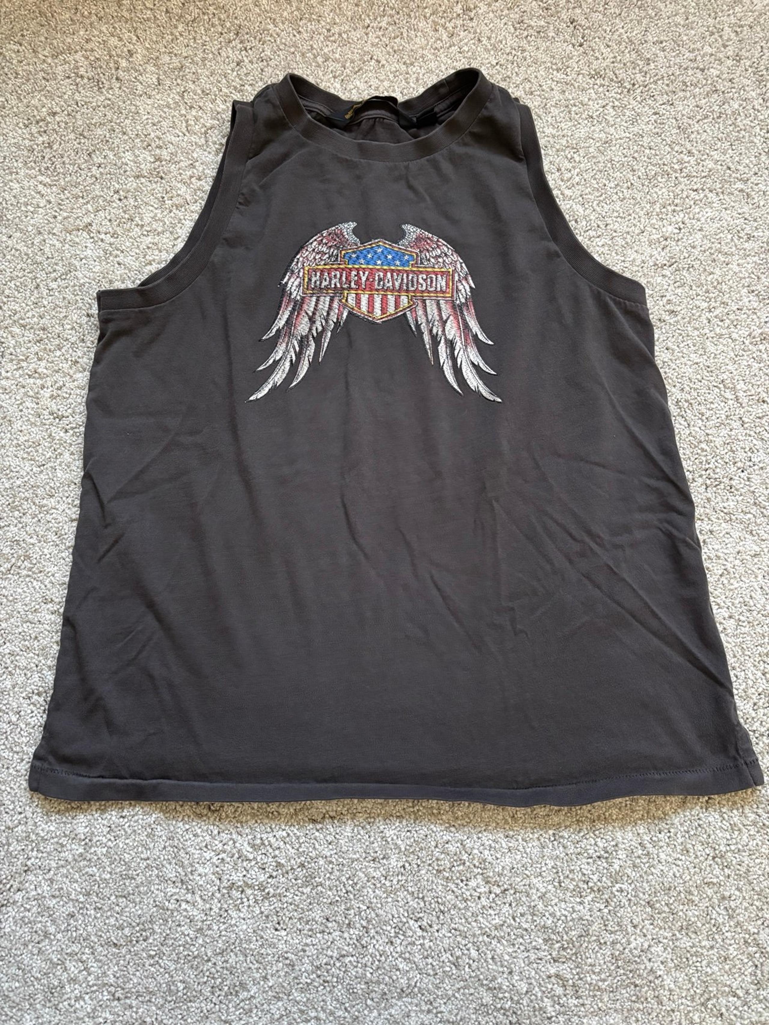 Harley Davison sleeveless shirt patriotic Large women’s