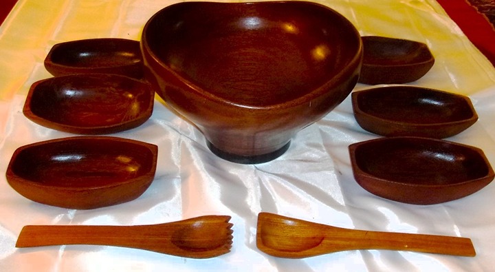 Richard Hudson Designed Mid-Century Revere Sterling Mahogany 9-pc Bowl Set