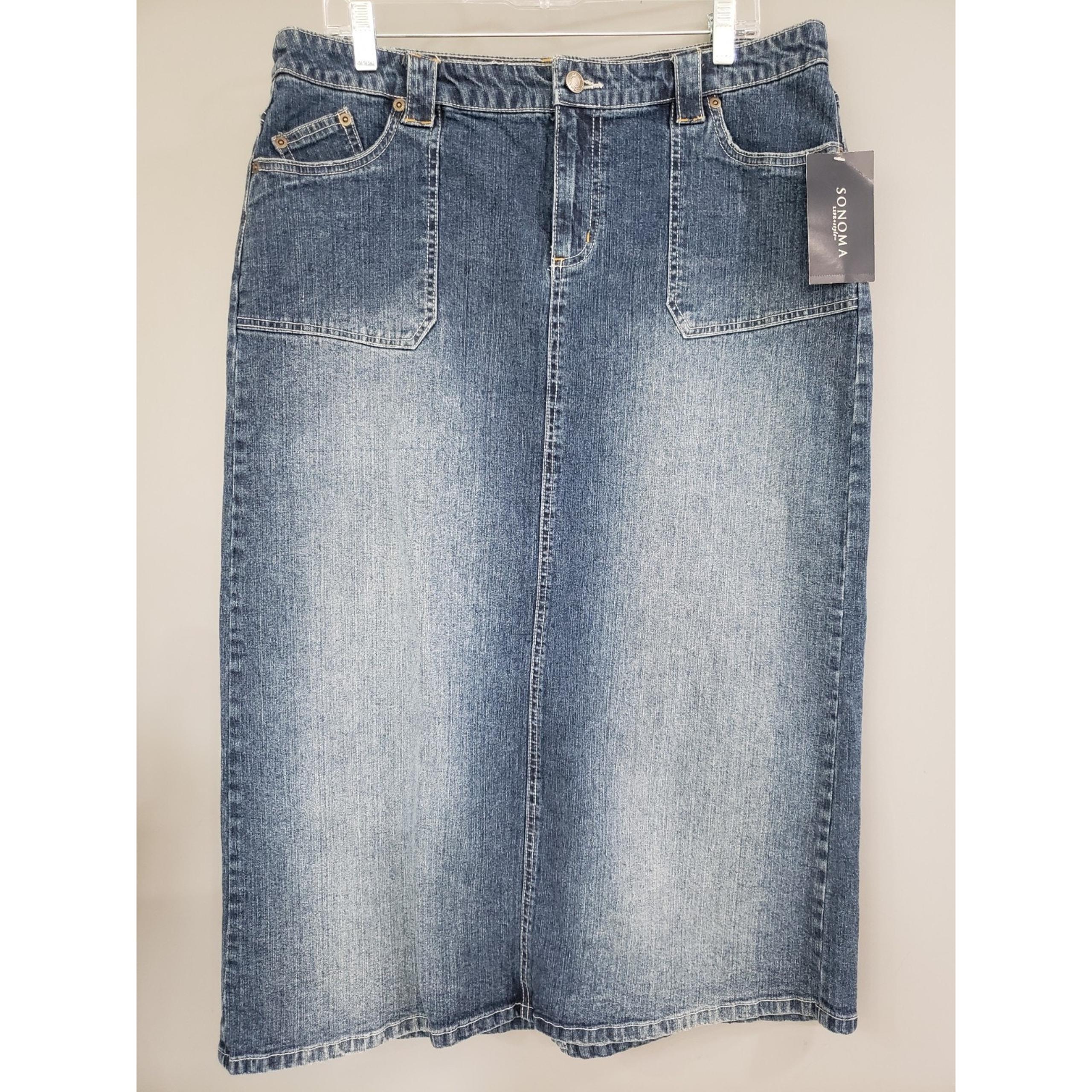 NEW - Vintage Sonoma Denim Maxi Jean Skirt Size 16 Floor Length A Line Modest