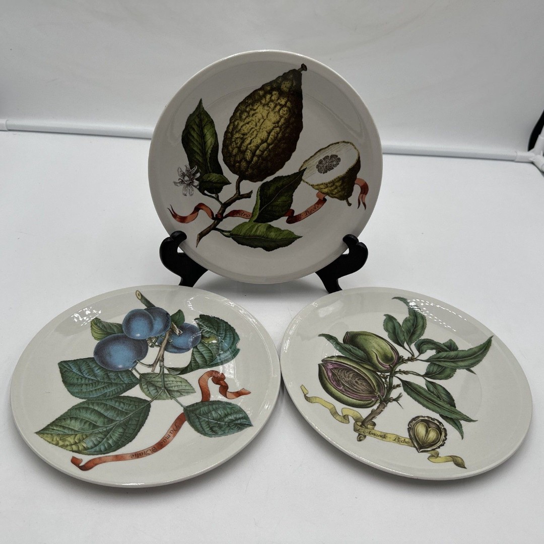 3 PCs Villeroy Boch Botanical Fruit Plates Dessert 8” Volkamer Artist Vtg