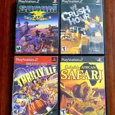 Bundle of 4 Sony Playstation 2 Games PS2 Videogame Lot Cabelas WWE Socom