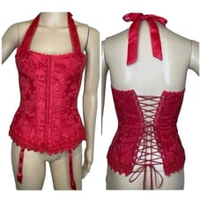 Vintage Y2K Fredericks’s Of Hollywood Red Halter Corset Size 32