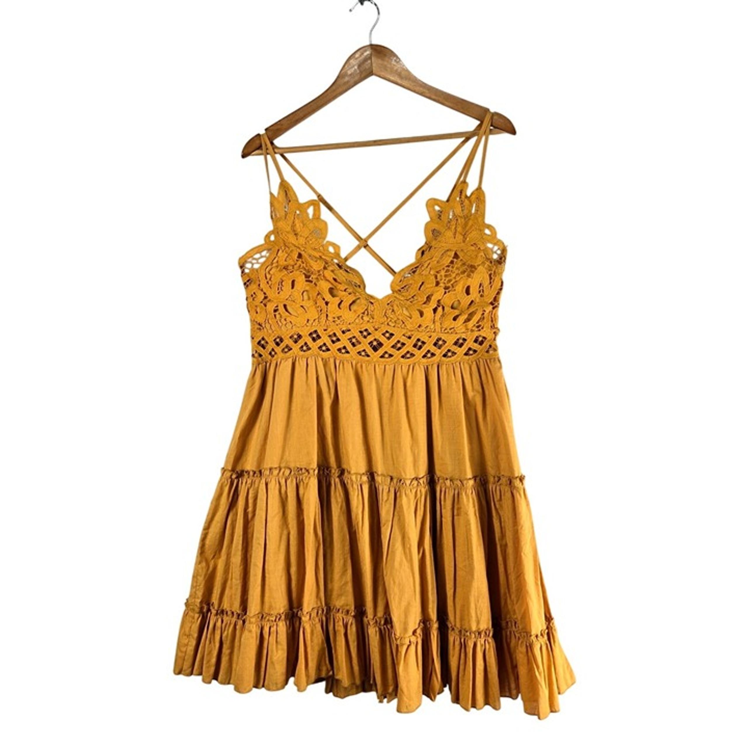 Sundress Spaghetti Straps Mini Embroidery Lace Shein XL Full Skirt Boho Cottage