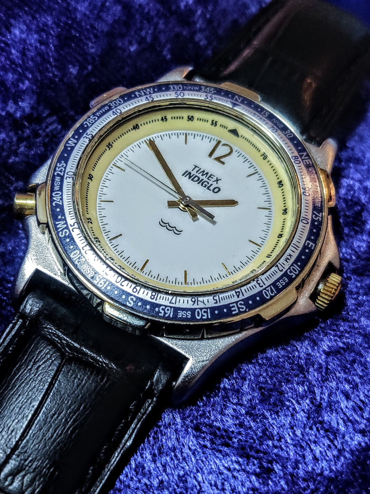 Vintage Timex indigo blue compass mens watch