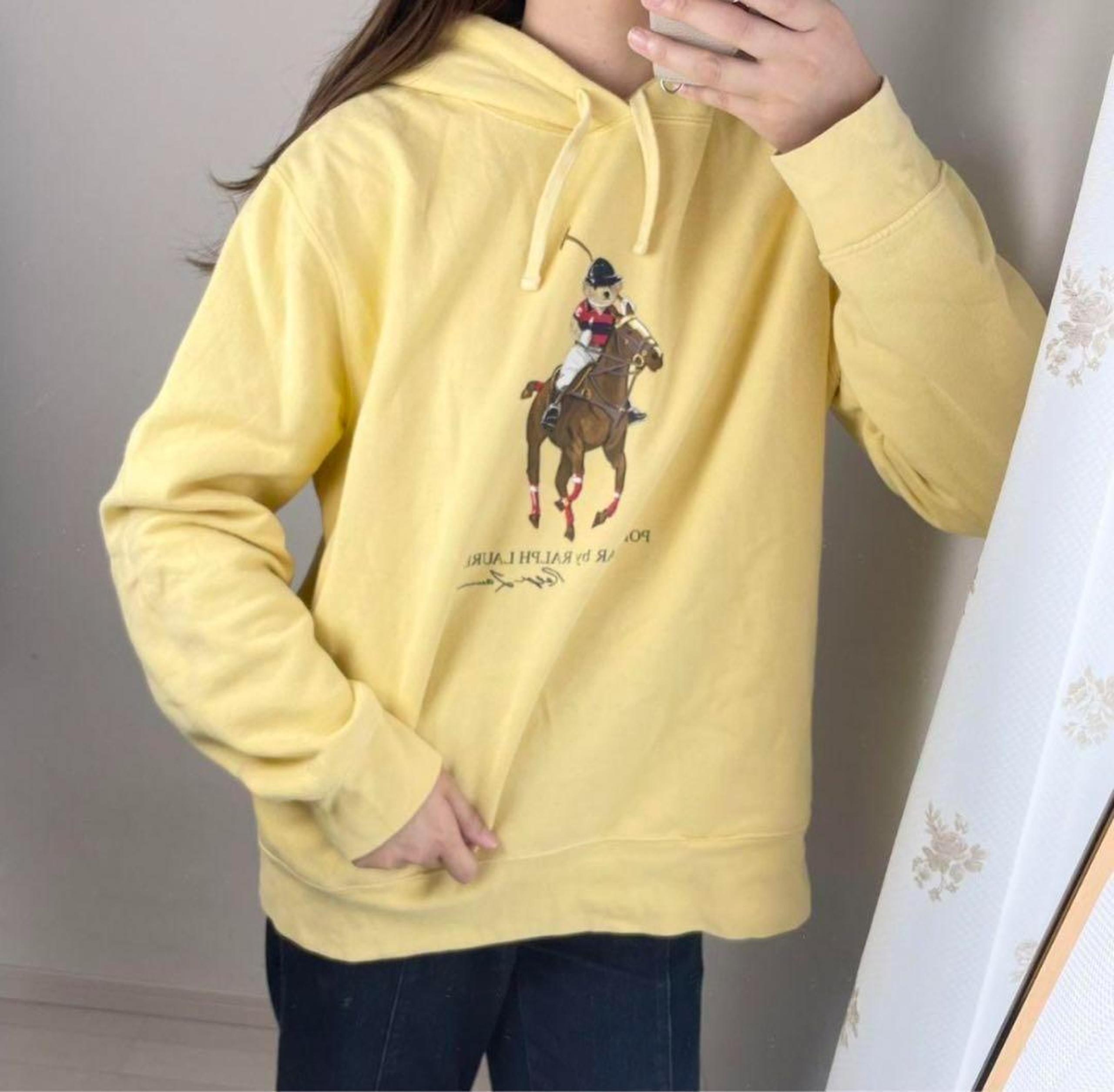 Beautiful Polo Bear♡POLO RALPH LAUREN Yellow Hoodie XL Size