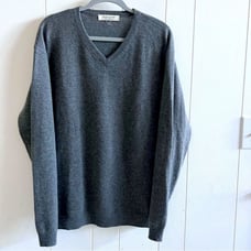 Pronto Uomo Sweater Mens Gray 100% Cashmere V Neck