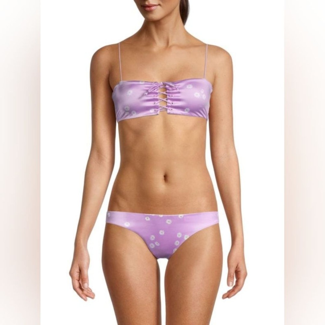 NWT BOND-EYE LACE ME BANDEAU BIKINI TOP & SLEEK BOTTOM SIZE XS/S