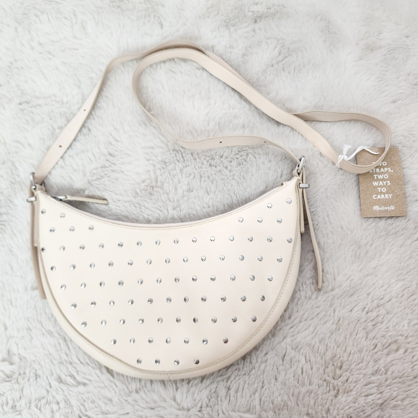 NWT Madewell Essential Convertible Crossbody Top Handle Mini Bag Ecru Stud