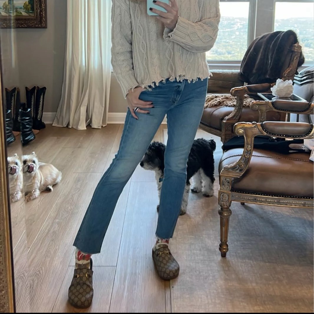 Mother Mid Rise Dazzler Ankle Fray Jeans in Riding The Cliffside
