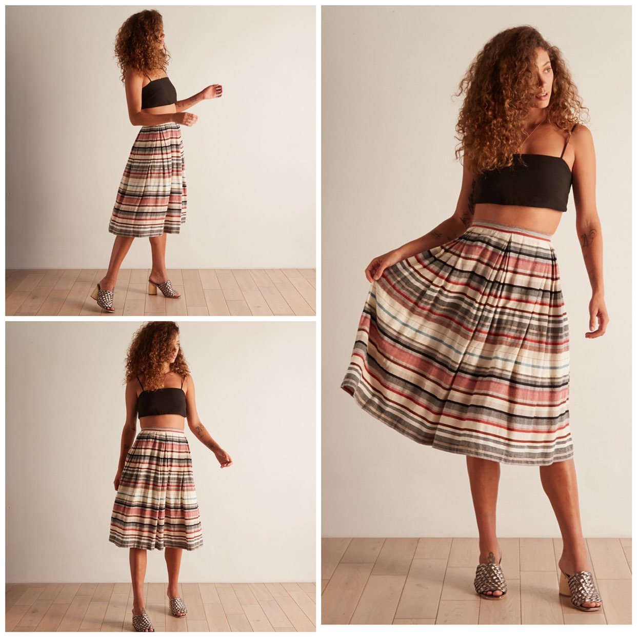 EUC The Odells Gia Pleat Striped Skirt