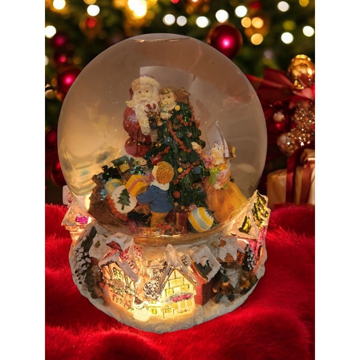 Kirkland Christmas Snow Globe Santa Village Musical Lights 8 Collectible