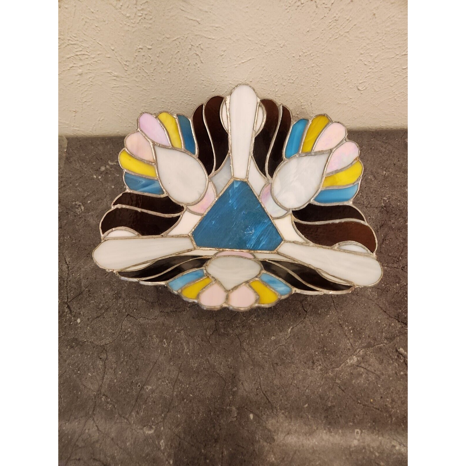 Mosaic Bowl Stained Glass Tiffany Style Artwork 13 Multi-color Rare