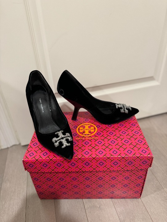 Tory Burch Eleanor 100mm Black Pave Heels size 7
