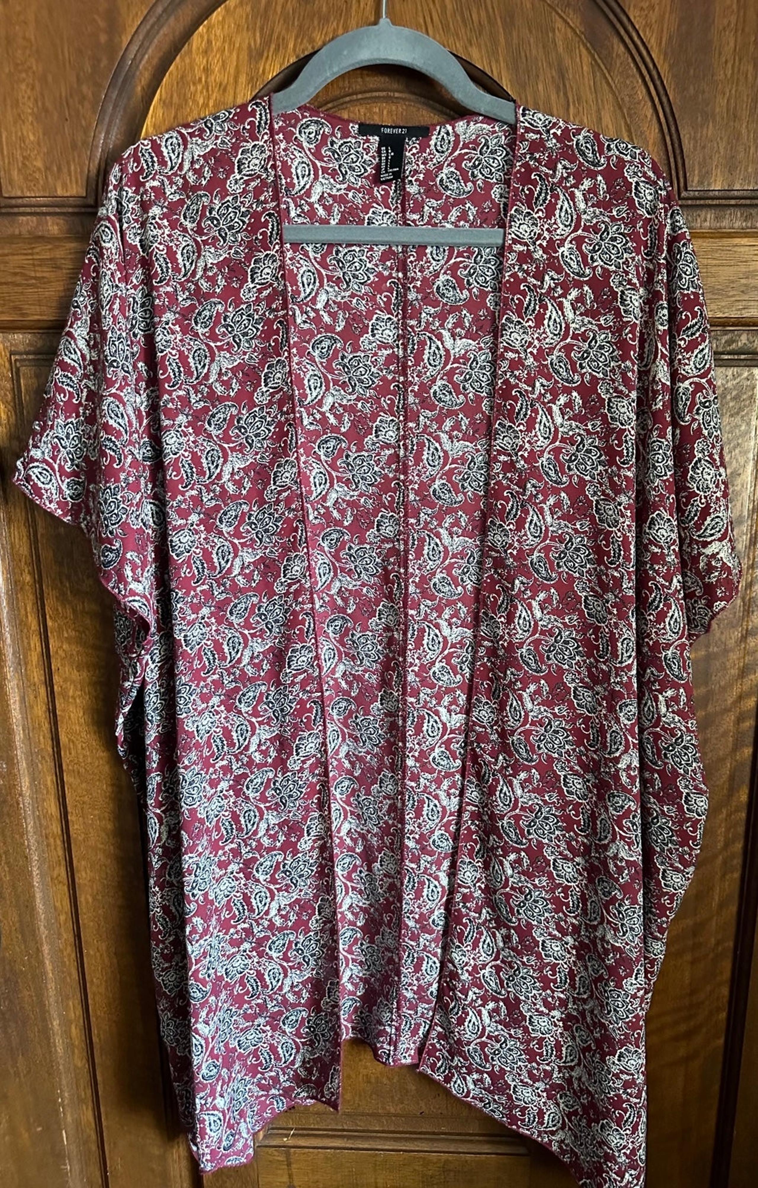 Forever 21 Swim Suit Cover-Up Burgundy Paisley Print Large
