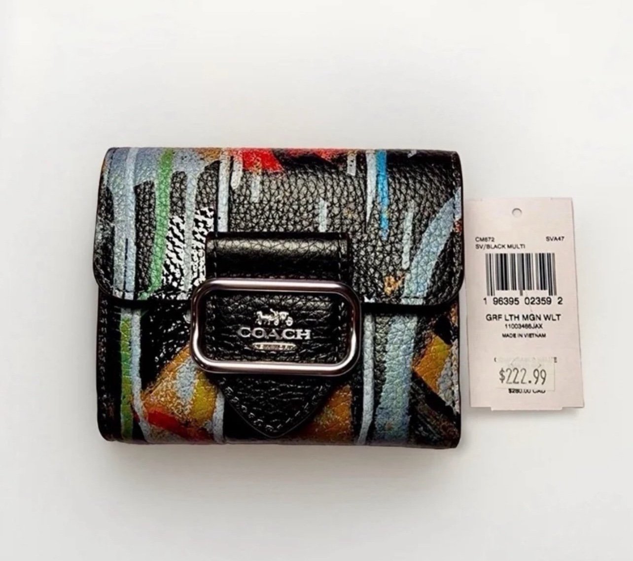 NWT COACH Small Morgan Wallet X Mint + Serf Graffiti Print CM672 <5⭐️Seller!
