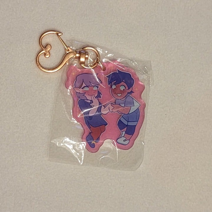 The Owl House Lumity Luz Noceda Amity Blight Keychain Charm Pink Blushing Disney