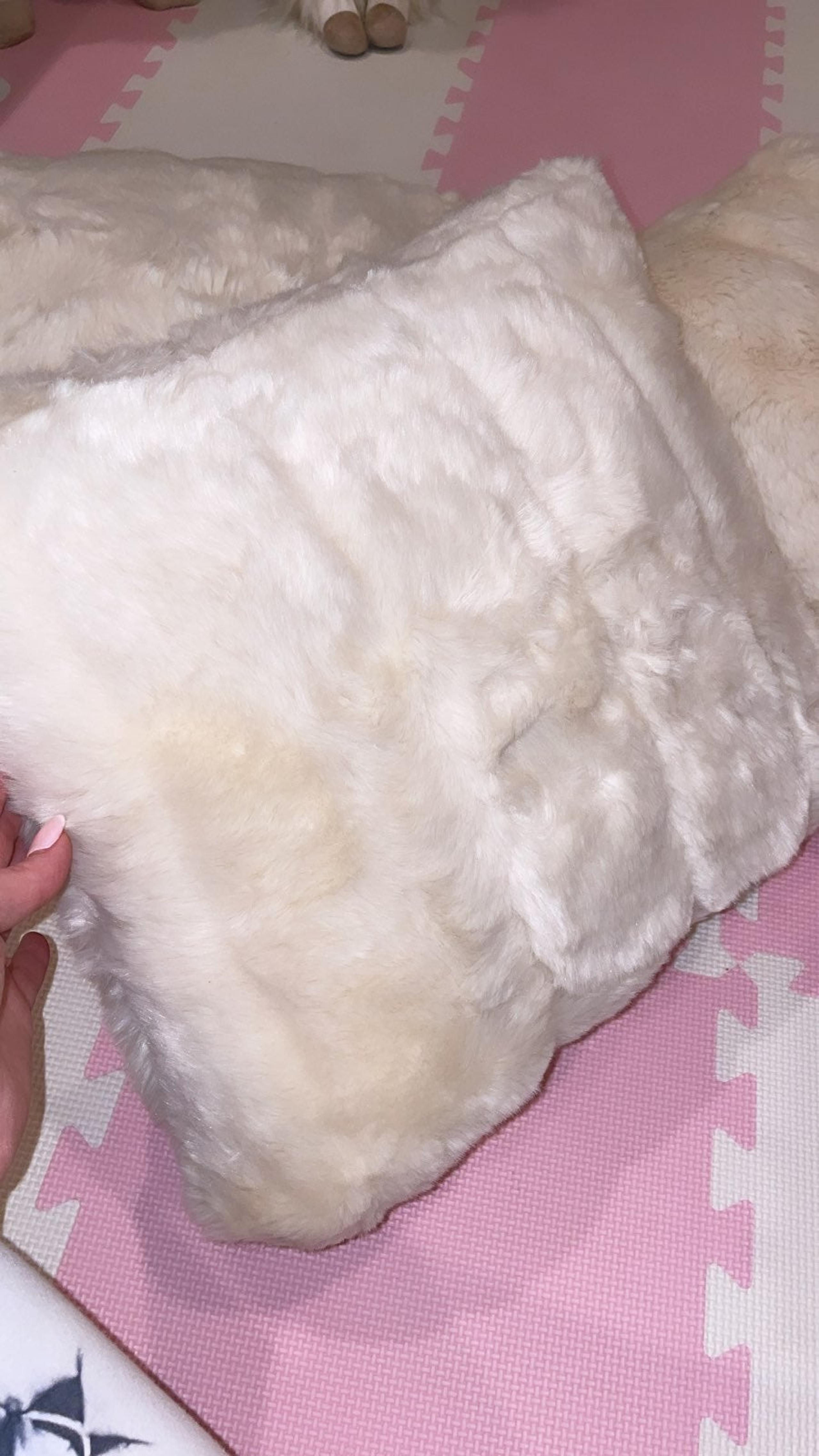 Faux fur white bloomingdale decor pillow