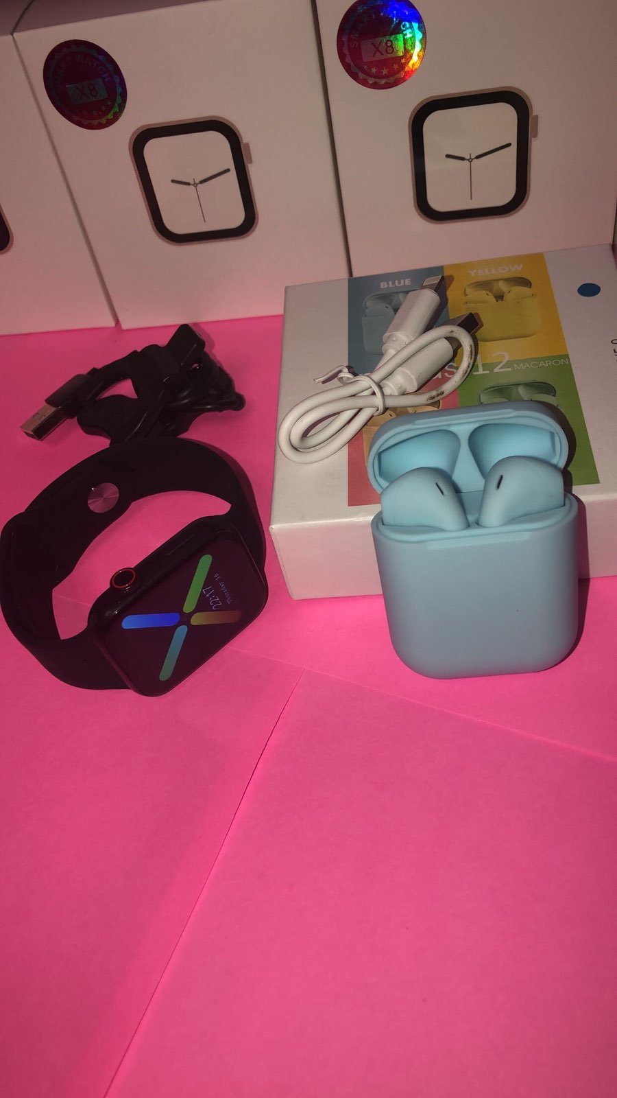 Black Ice Watch & Ice Blue Earphones
