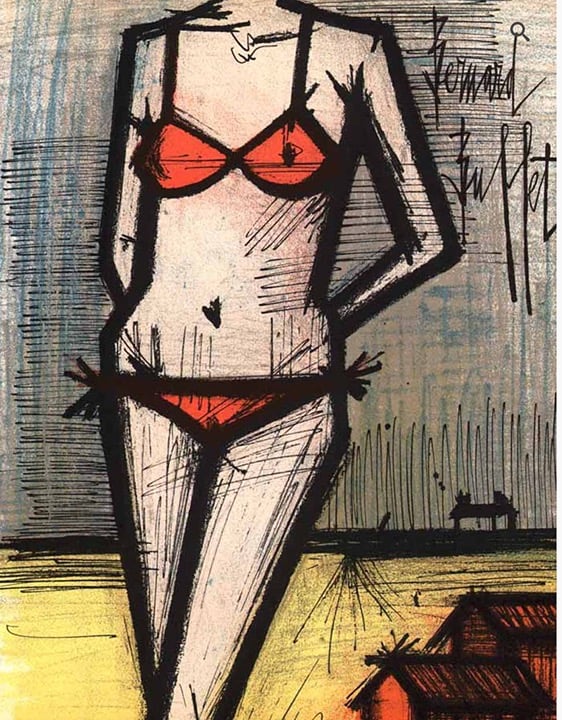 Bernard Buffet On the Beach Original Lithograph 1968
