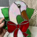 Vintage stained Glass Christmas duck