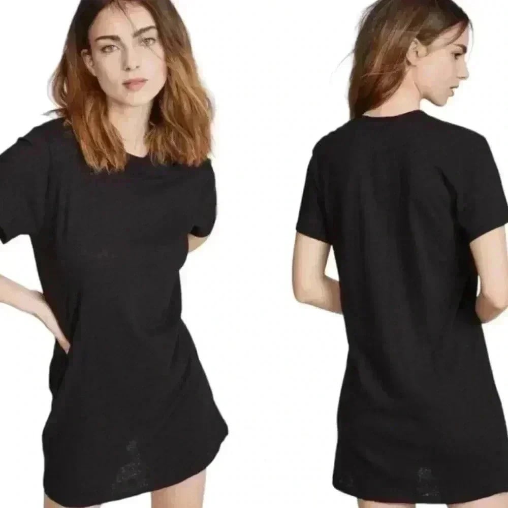 ENZA COSTA DRESS WOMENS SMALL BLACK COTTON BLEND SHORT SLEEVE SLUBBED T SHIRT