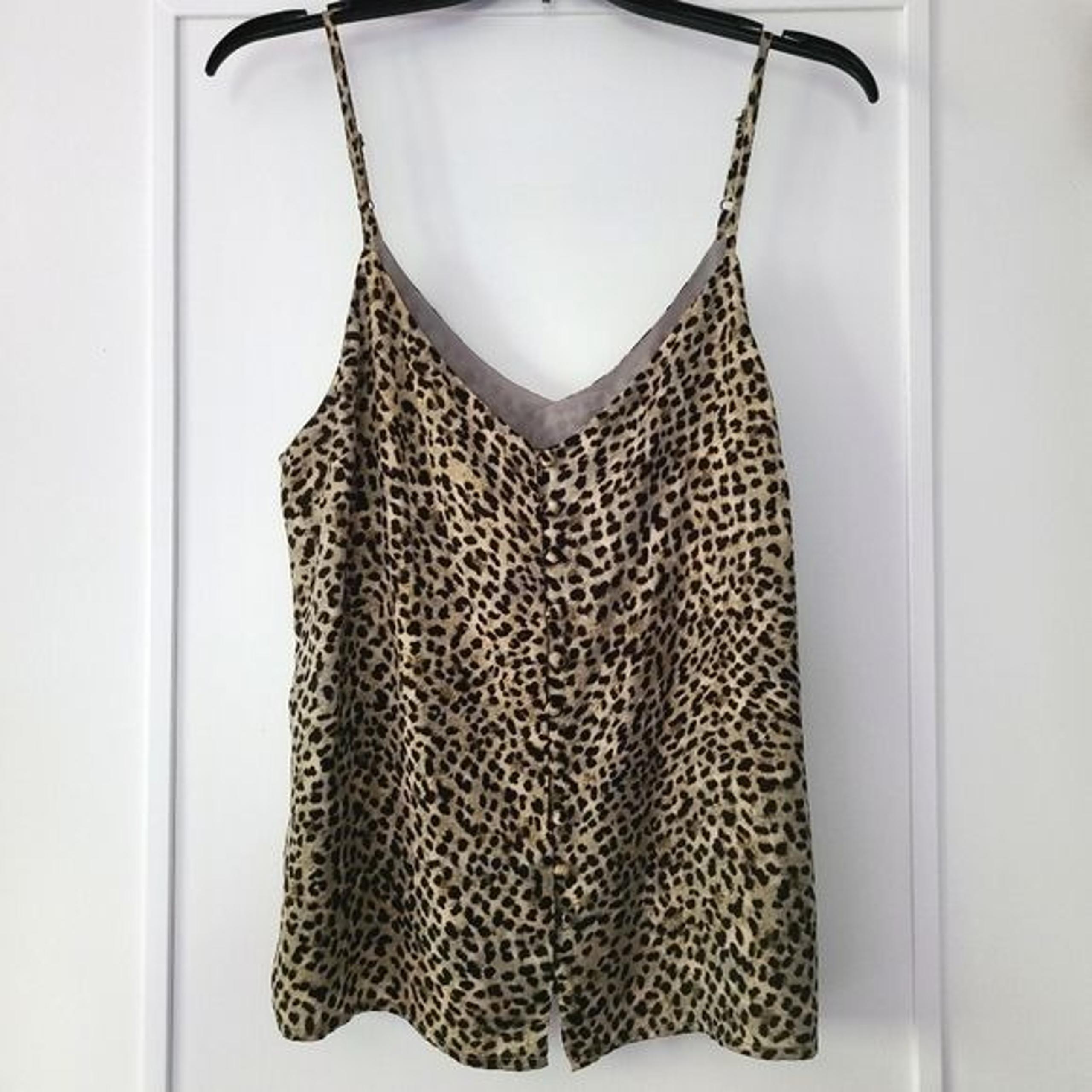 CUPCAKES and CASHMERE Jordane Dusty Olive Dalmatian Leopard Print Cami M