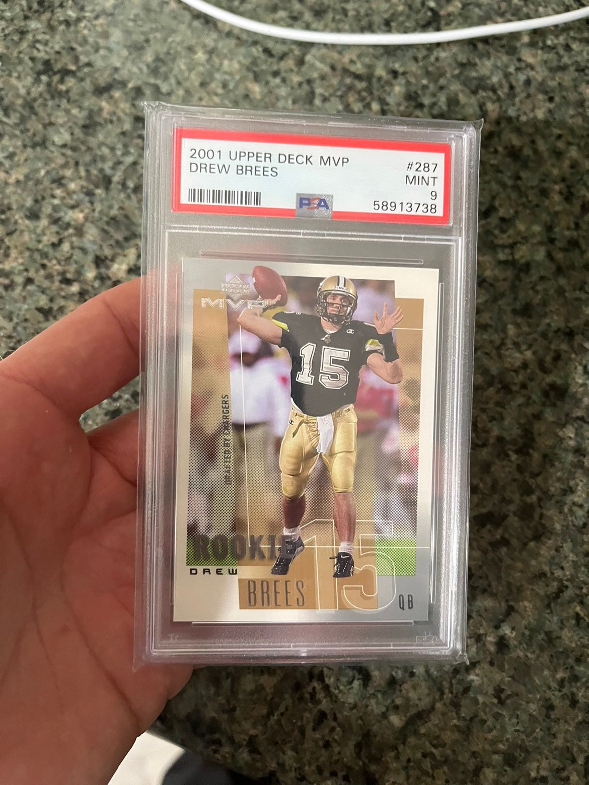 2001 Upper Deck MVP Drew Brees Mint Rookie PSA 9 HOF RC Saints Chargers