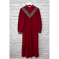 Vintage Vanity Fair Christmas Robe 1/2 Zip Red Fleece Size M Pockets Long House