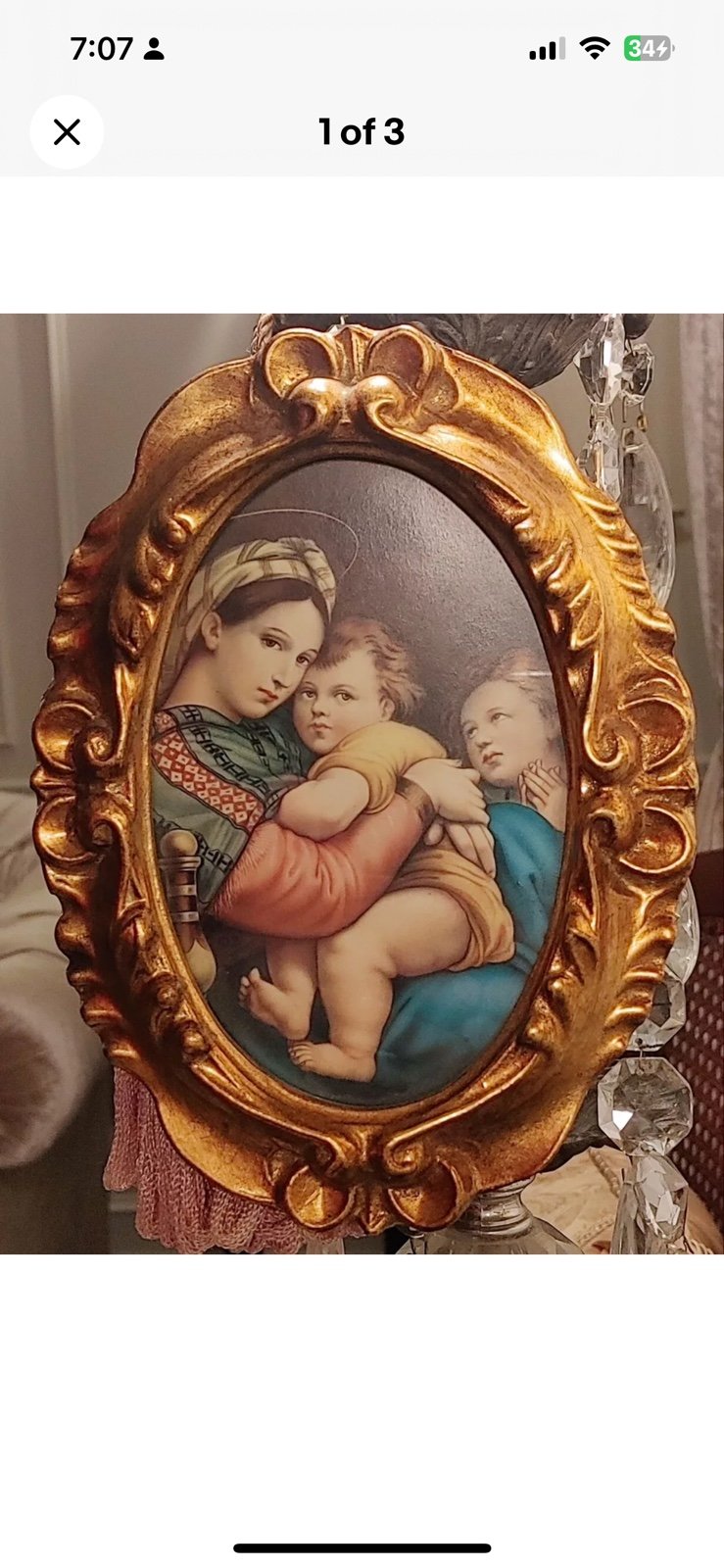Vintage Gilt Framed  Madonna & Child  Small Frame.(MADE IN ITALY)