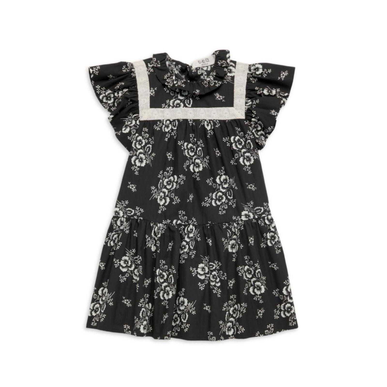 Sea New York Alessia Smocked Floral Dress in Black/White Size 4Y NEW w/Tag 175