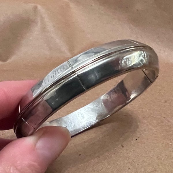 Vintage taxco mexico southwest sterling silver 925 hinged bangle bracelet cuff