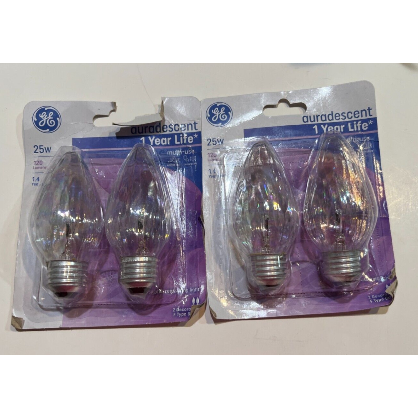 GE 75340 2 Count Flame Shape 25 Watt Auradescent Light Bulb (4 Total)