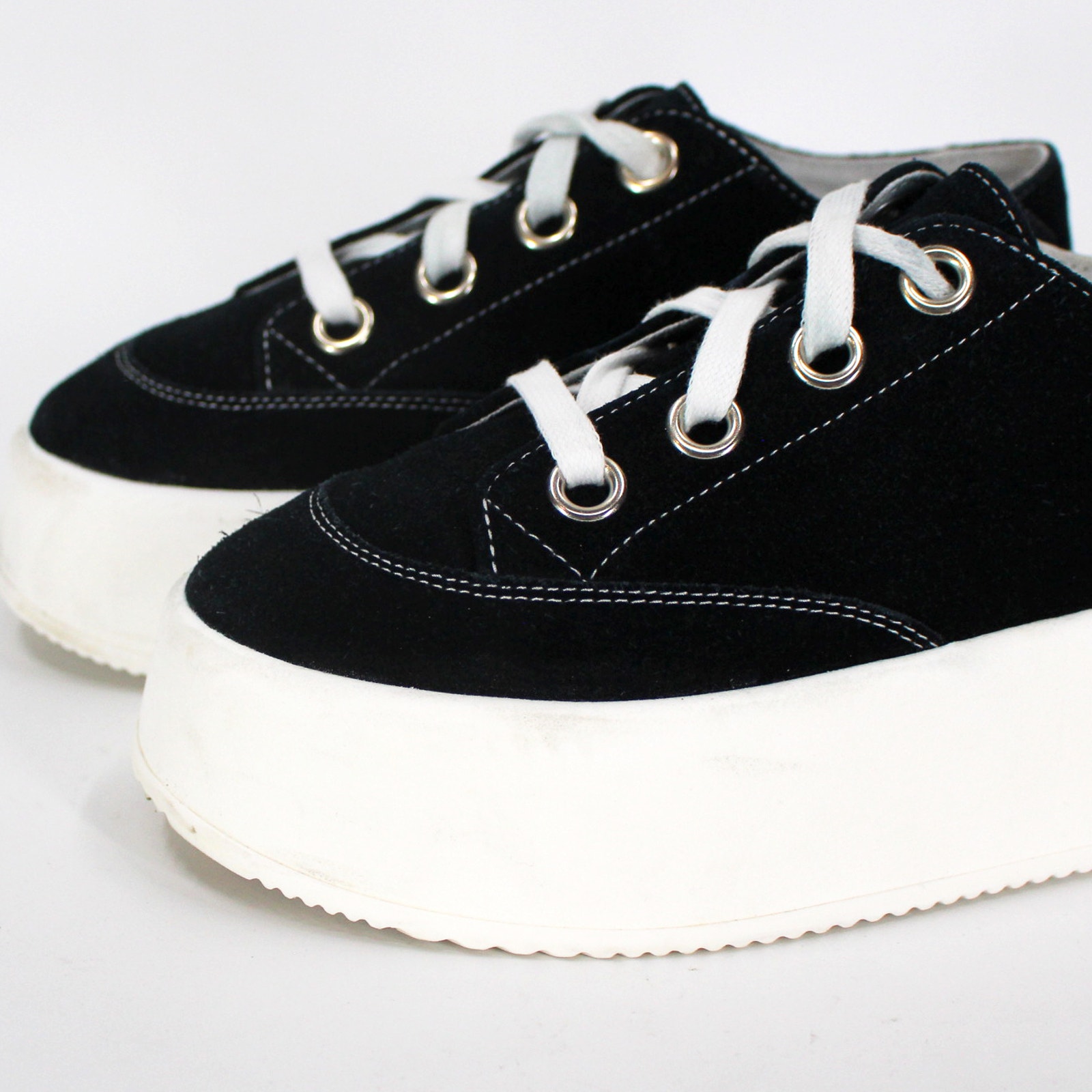 MM6 Maison Margiela Platform Sneakers Black Suede Leather