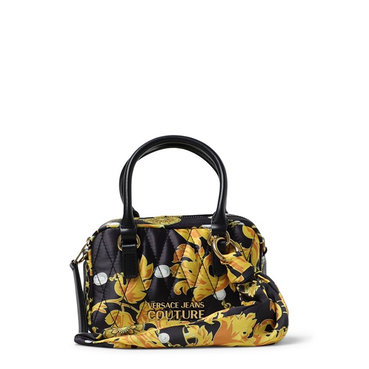 VERSACE JEANS black diamond stitched synthetic leather handbag