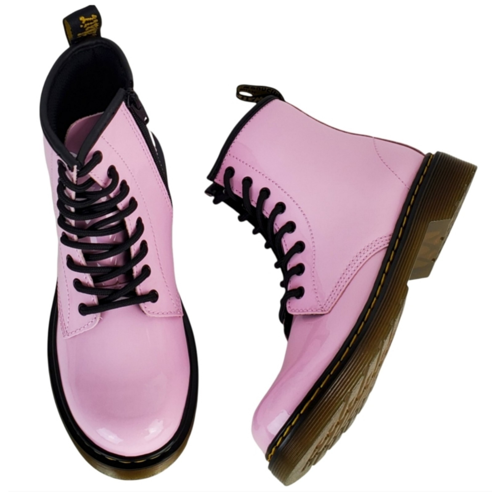 New Dr Martens 1460 j girls patent lamper pale pink lace up combat boots