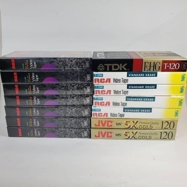 Lot of (14) Sealed Blank VHS RCA JVC TDK T-120 Video Tapes New 6 hr