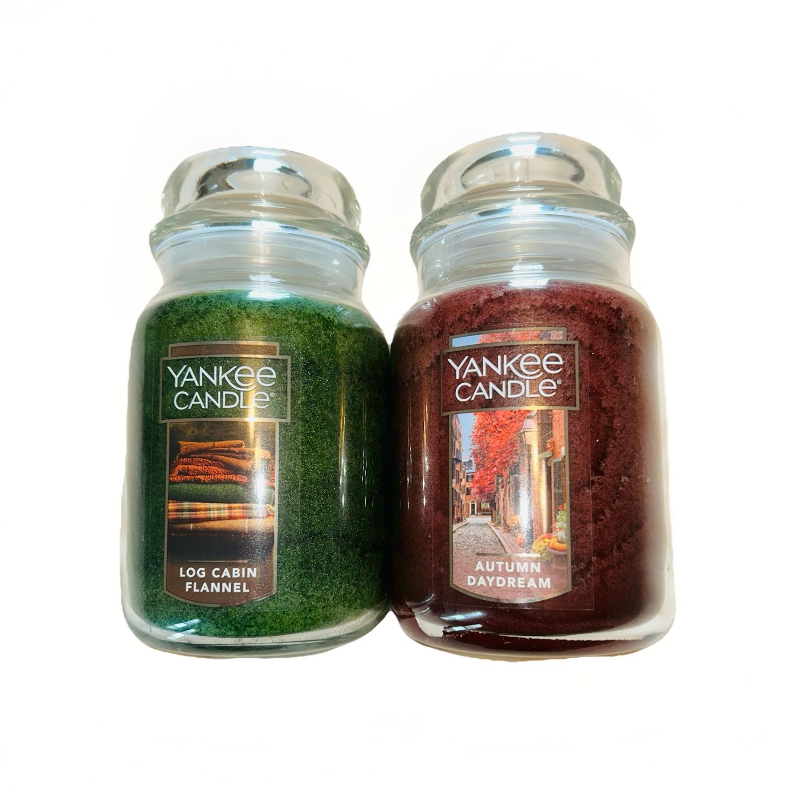 2pk Yankee Candle 22oz Single Wick Scented Autumn Daydream & Log Cabin Flannel