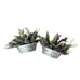 SET OF 2 -WHITE, PURPLE FLOWERS METAL POT ARRANGEMENT